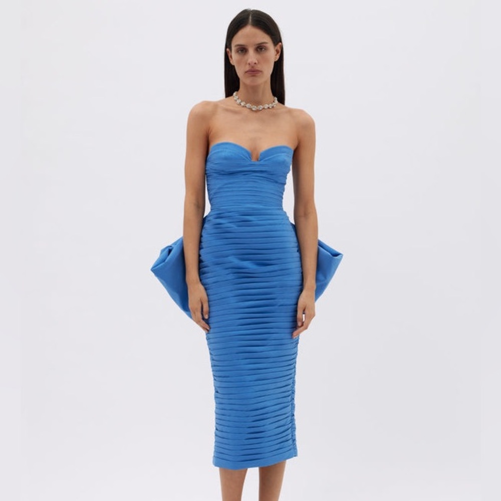 Rachel Gilbert Strapless Blue Dress